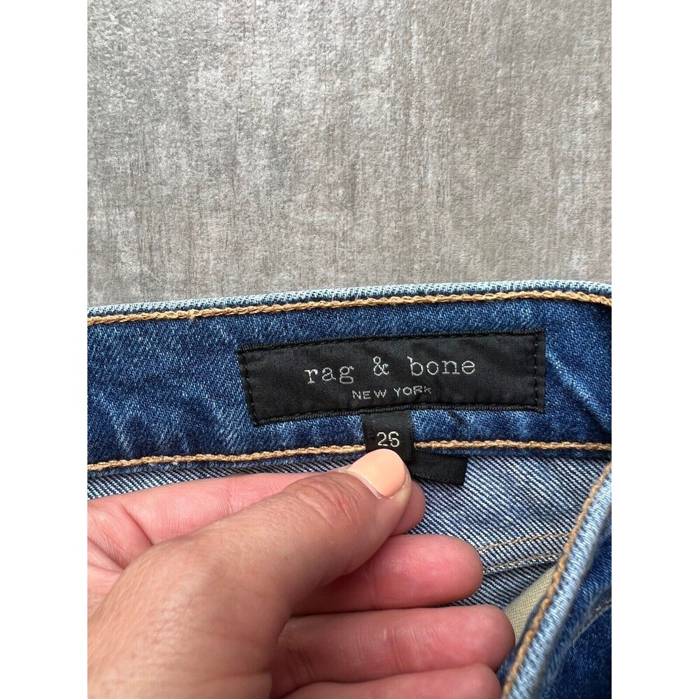 $275 Rag & Bone Dylan Snap Button Wide Leg Straight Blue Jeans High Rise 26 - Picture 13 of 15